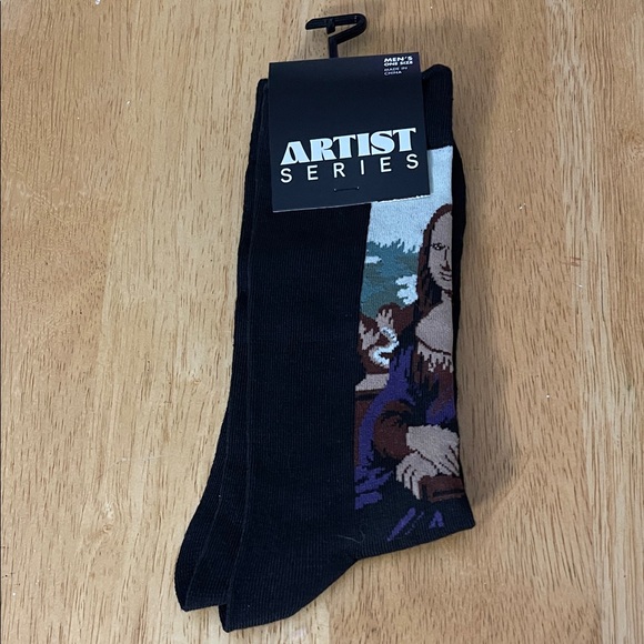 Artist Series Black Socks with Mona Lisa Design - Picture 1 of 1